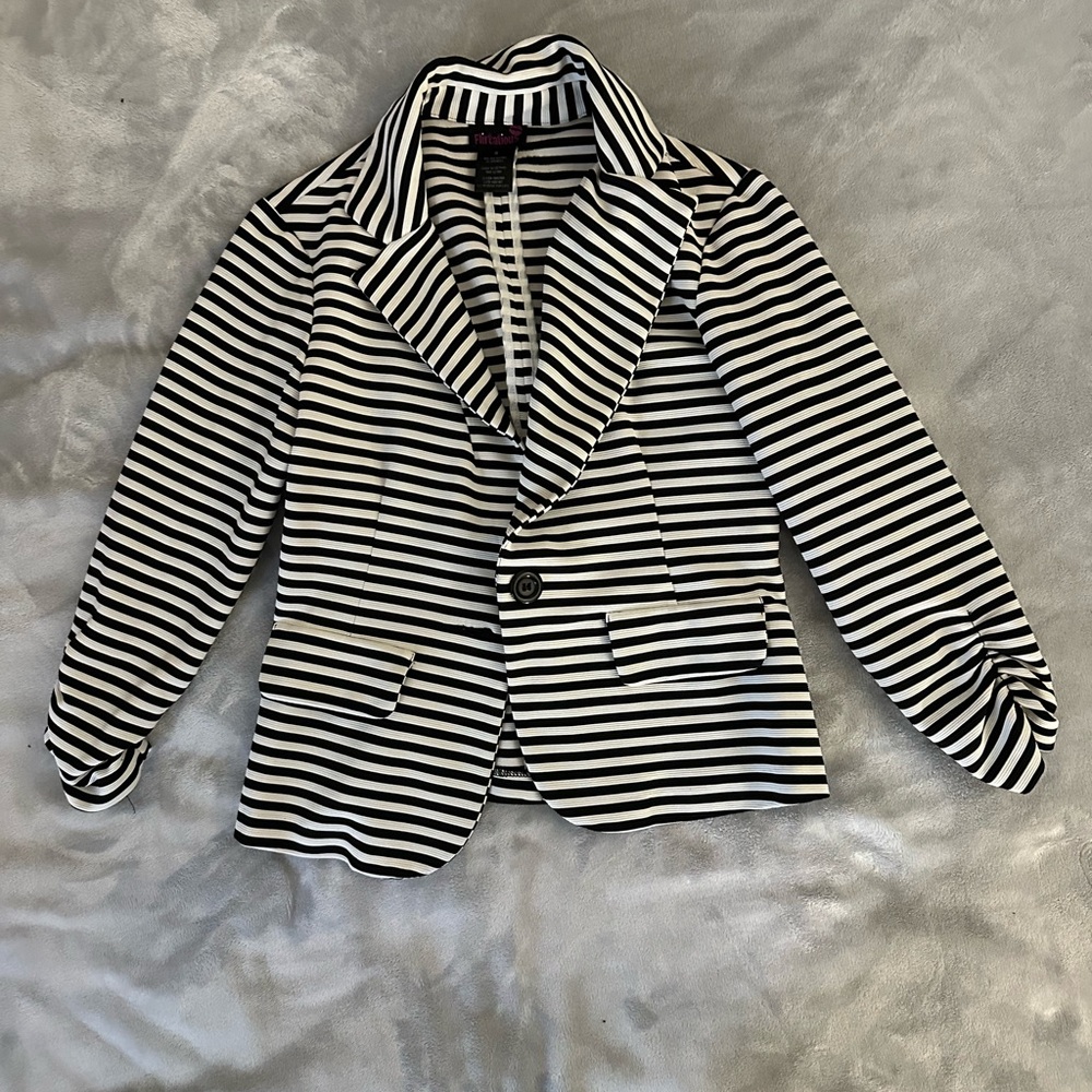 Striped Black & White Blazer Jacket